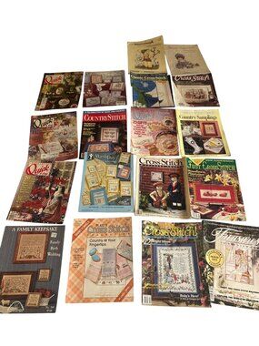 Vintage Cross-Stitch Pattern Magazines Set Of 14 Home Décor Gifts & More